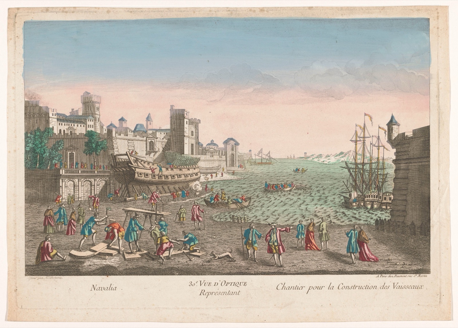 30e. Vüe d'optique représentant chantier pour la construction de vaisseaux — A. Fantonne (printmaker); Jean-François Daumont (publisher)