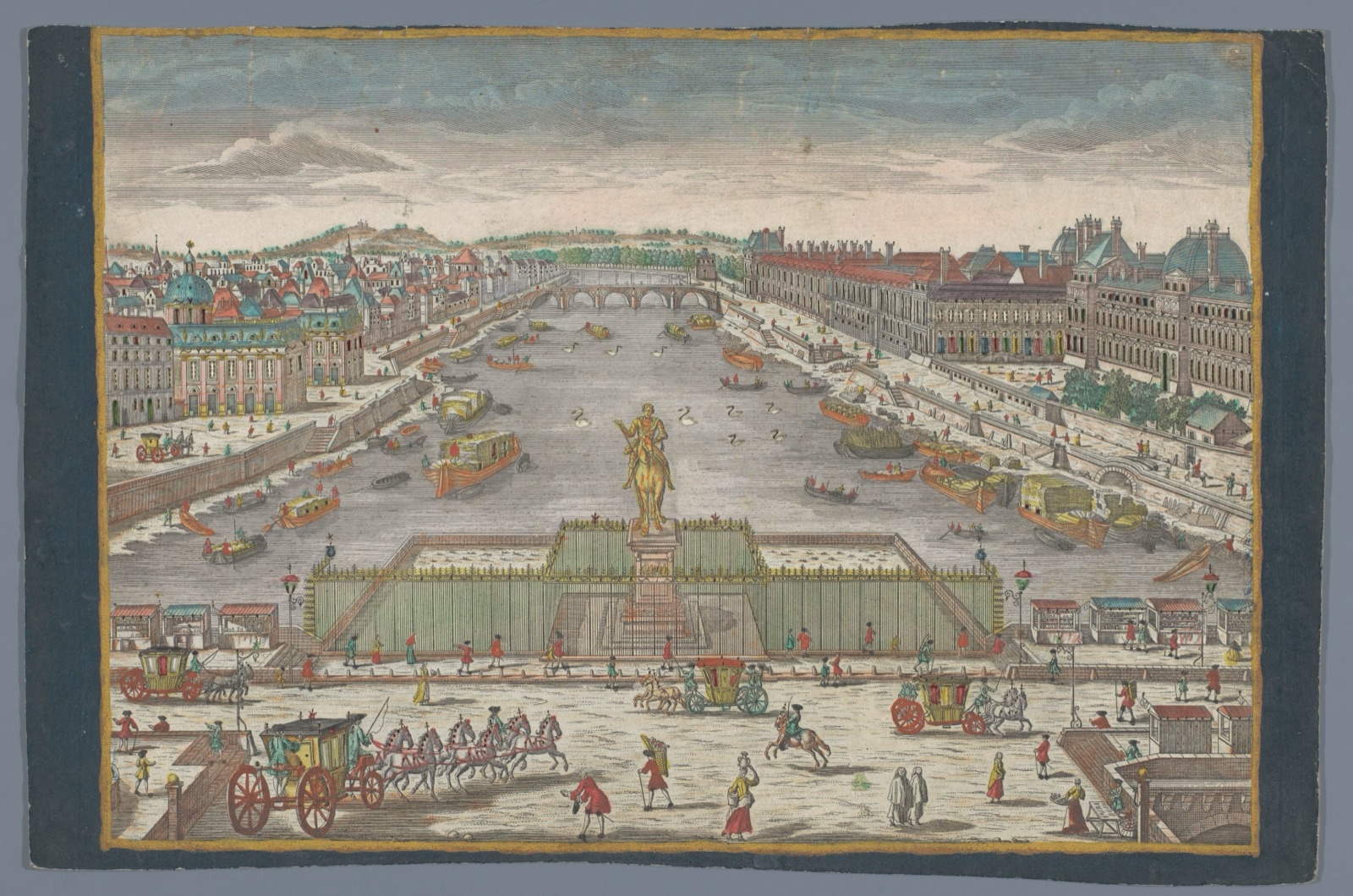 Gesicht der Neuen Bruck, gegen der Königl. Bruck zu Paris — Georg Balthasar Probst (possibly) (publisher)