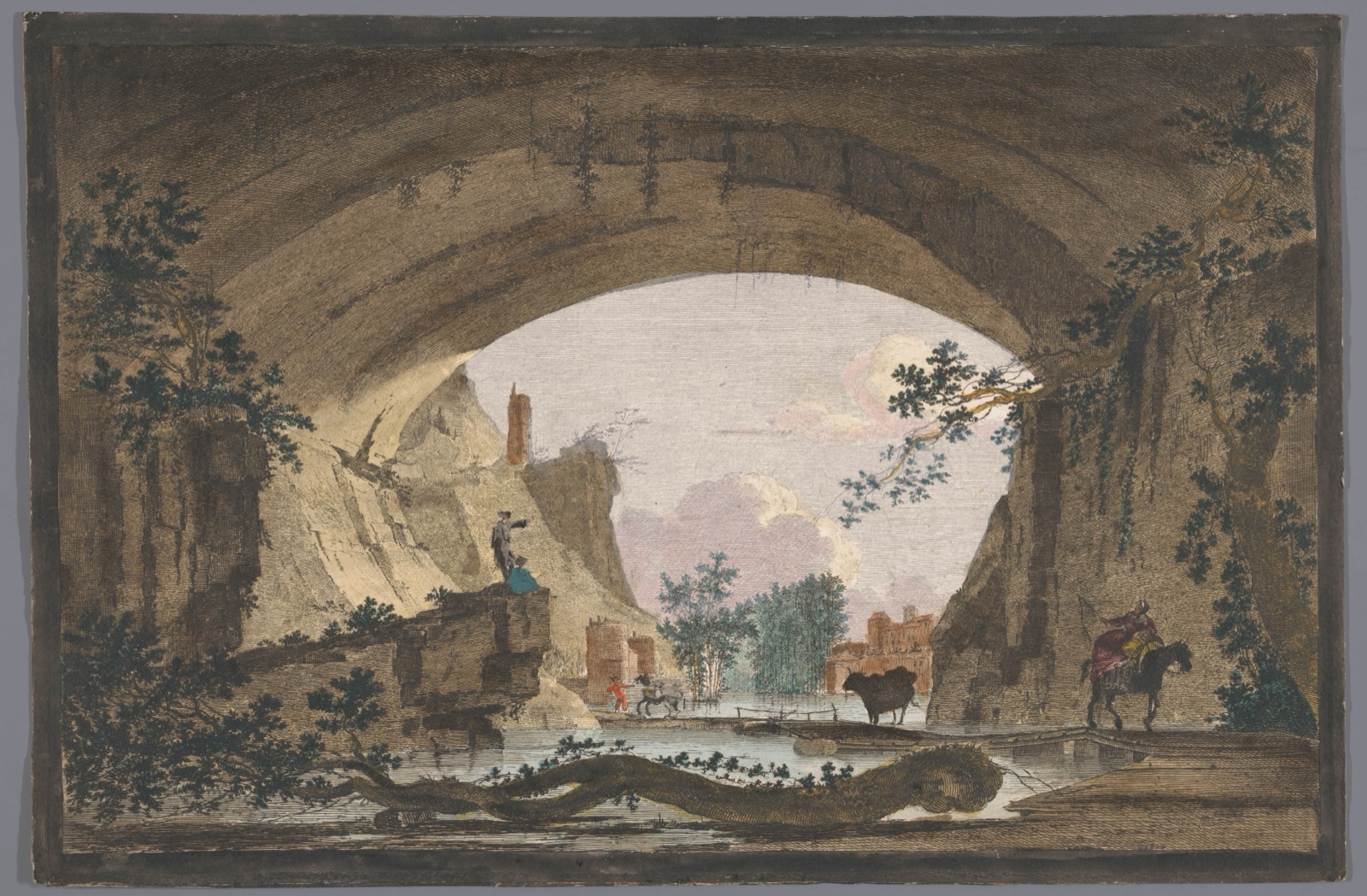 Gezicht op een gewelf over een rivier — Marie Jeanne Ozanne (printmaker)