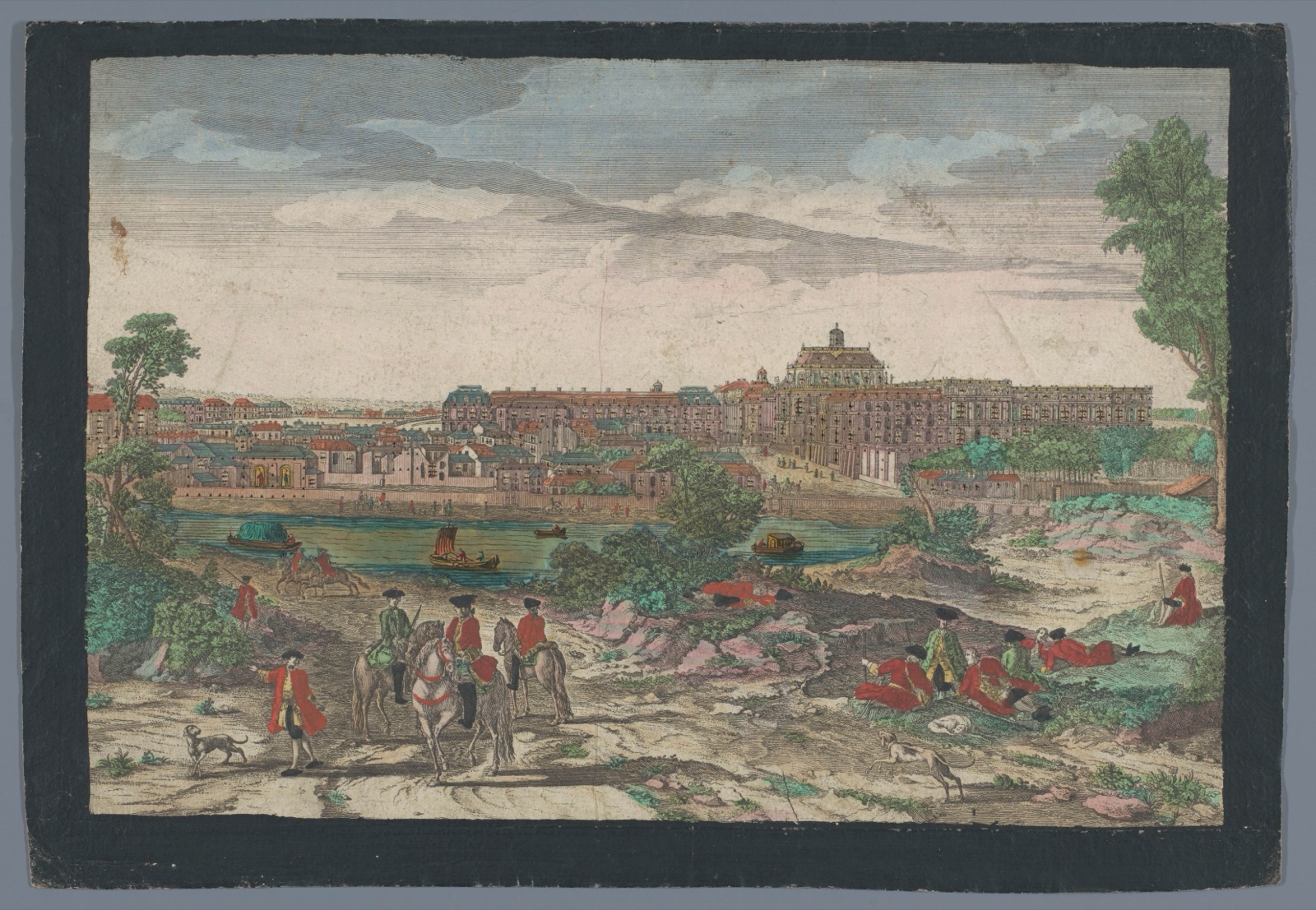 Gesicht des Schloßes und eines Theils der Stadt Versailles — Georg Balthasar Probst (possibly) (publisher)