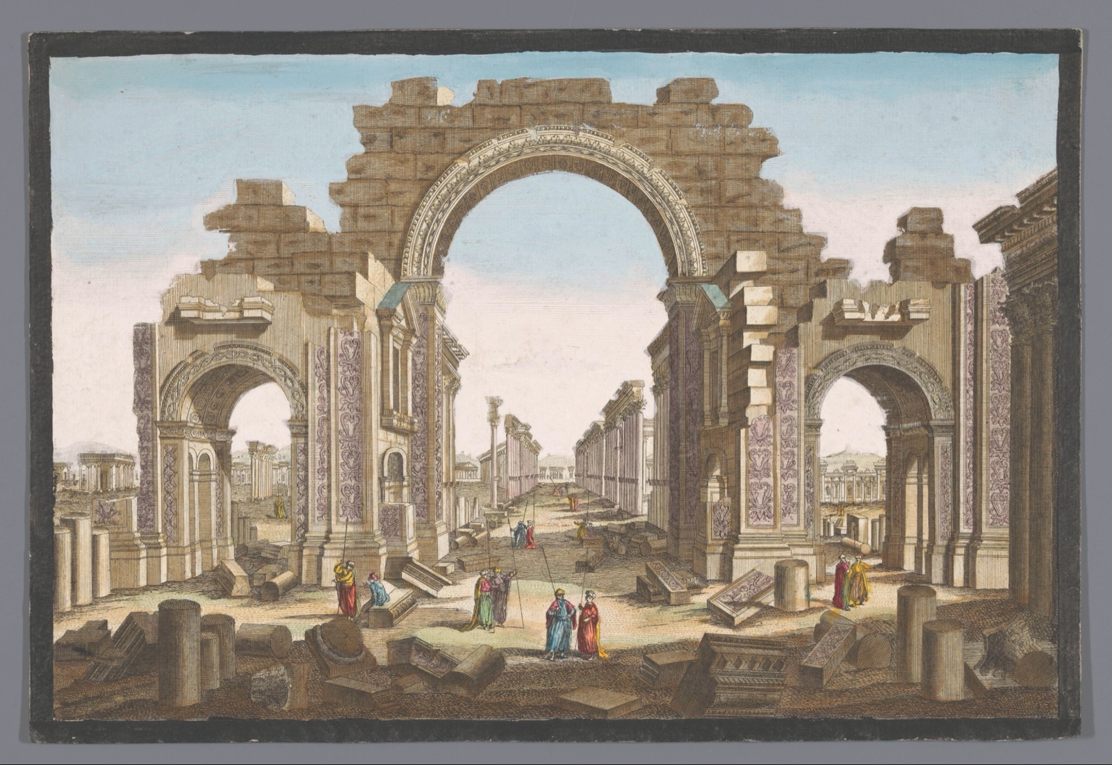 11e. Vue d'optique representant l'entrée du temple du soleil dans Palmire du côté de l'orient — Jean-François Daumont (publisher)