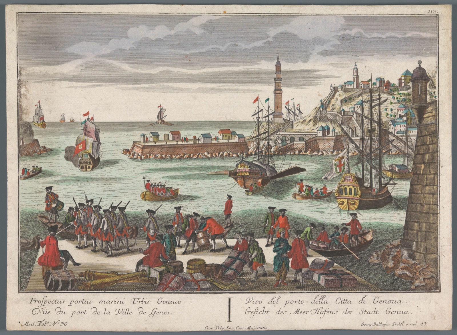 Gesicht des Meer Hafens der Stadt Genua — Georg Balthasar Probst (publisher)