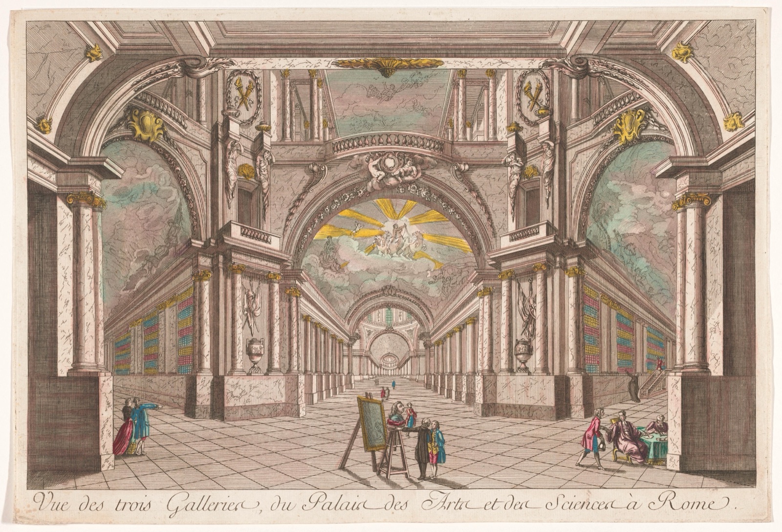 Vue des trois galleries, du Palais des Arts et des Sciences à Rome