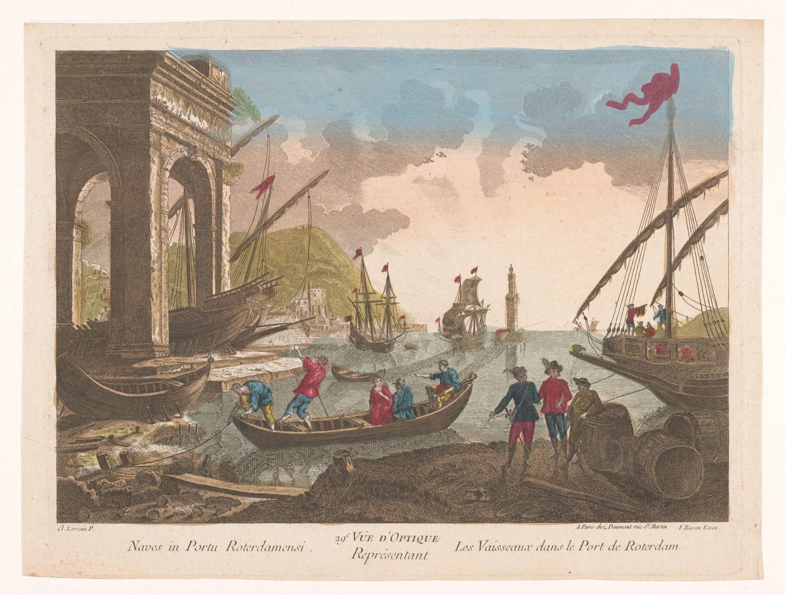 29e Vüe d'optique représentant les vaisseaux dans le port de Rotterdam — Jean-François Daumont (publisher); Pierre François Basan (publisher)