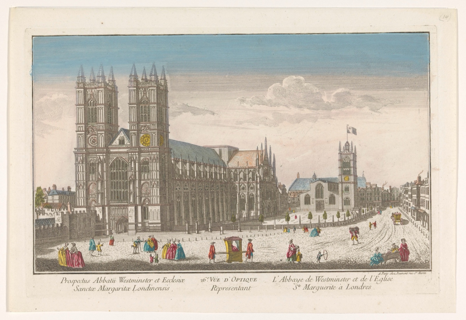 26e. Vüe d'optique representant l'Abbaye de Westminster et de l'eglise Ste. Marguerite a Londres — Jean-François Daumont (publisher)