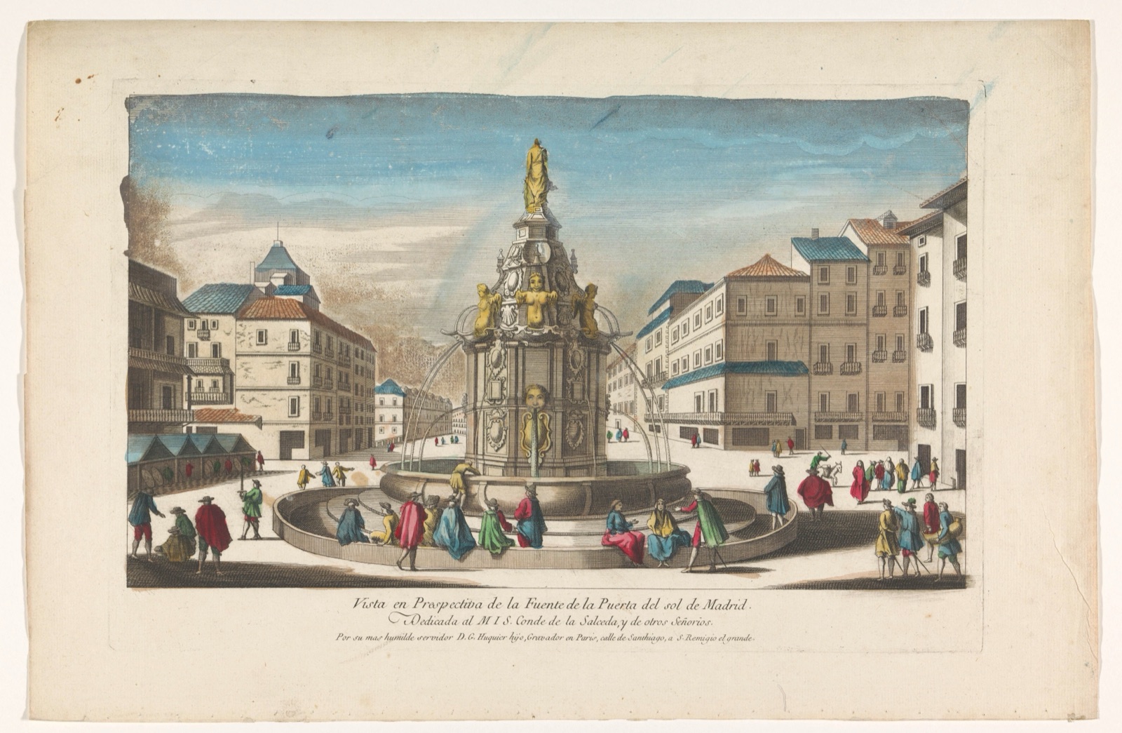 Vista en prespectiva de la fuente de la Puerta del Sol Madrid — Jacques Gabriel Huquier (publisher)