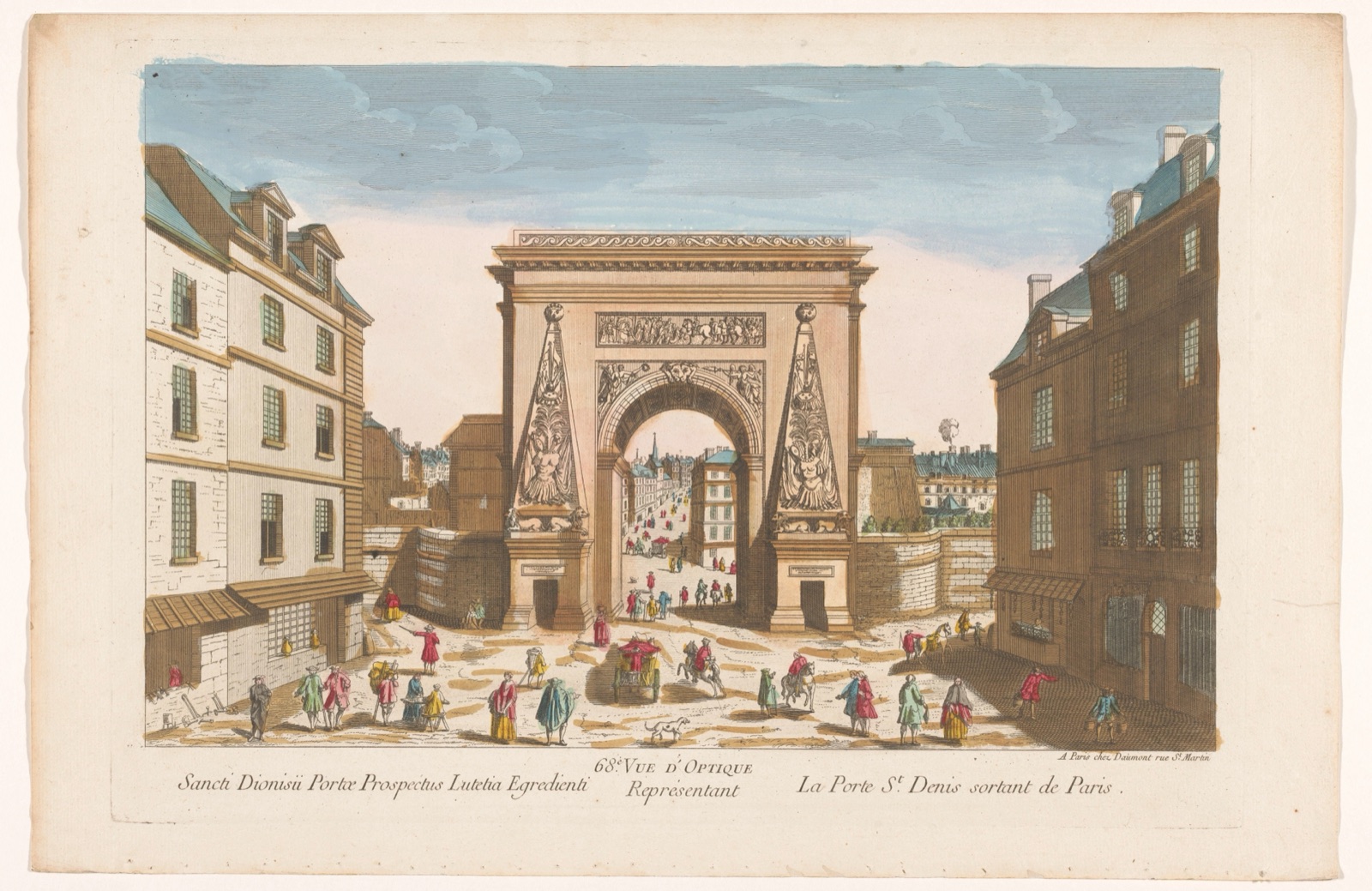 68e. Vue d'optique représentant la Porte St. Denis sortant de Paris — Jean-François Daumont (publisher)
