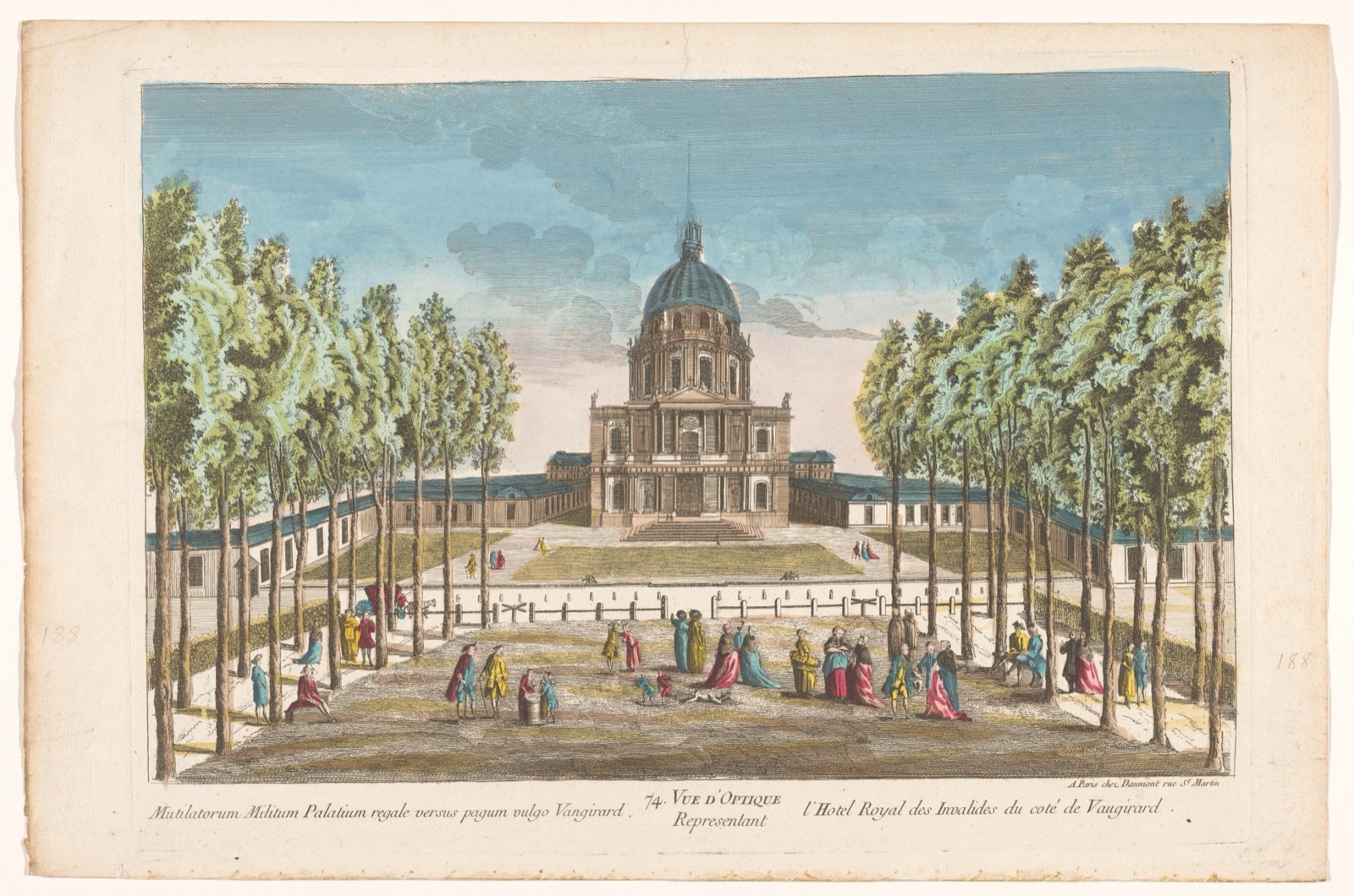74. Vue d'optique representant l'Hotel Royal des Invalides du coté de Vaugirard — Jean-François Daumont (publisher)