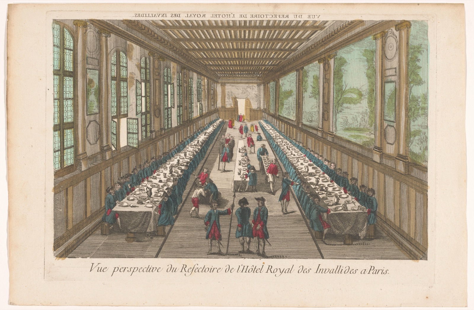 Vue perspective du refectoire de l'Hôtel Royal des Invallides a Paris