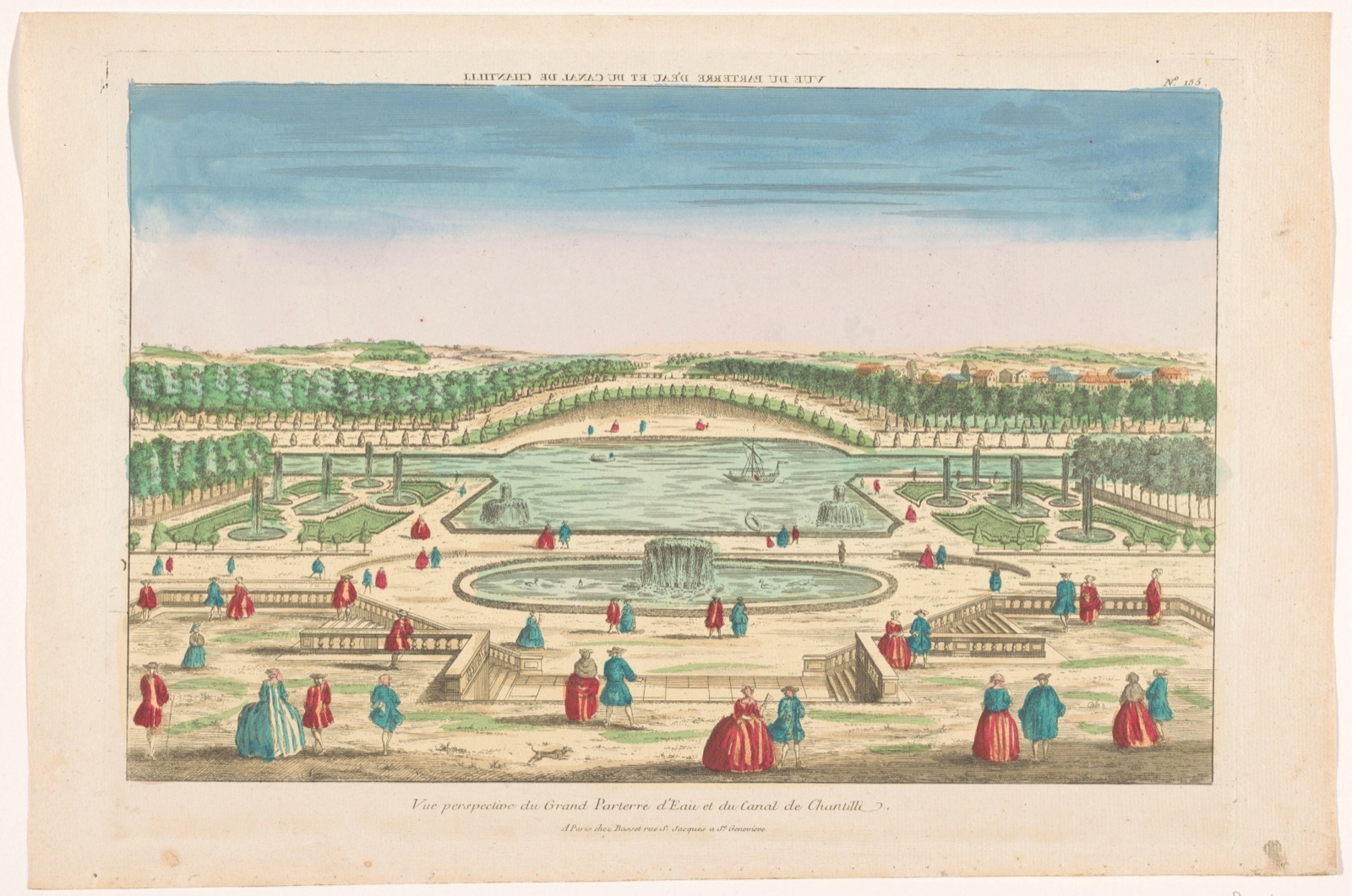 Vue du parterre d'eau et du canal de Chantilli — Basset (publisher)