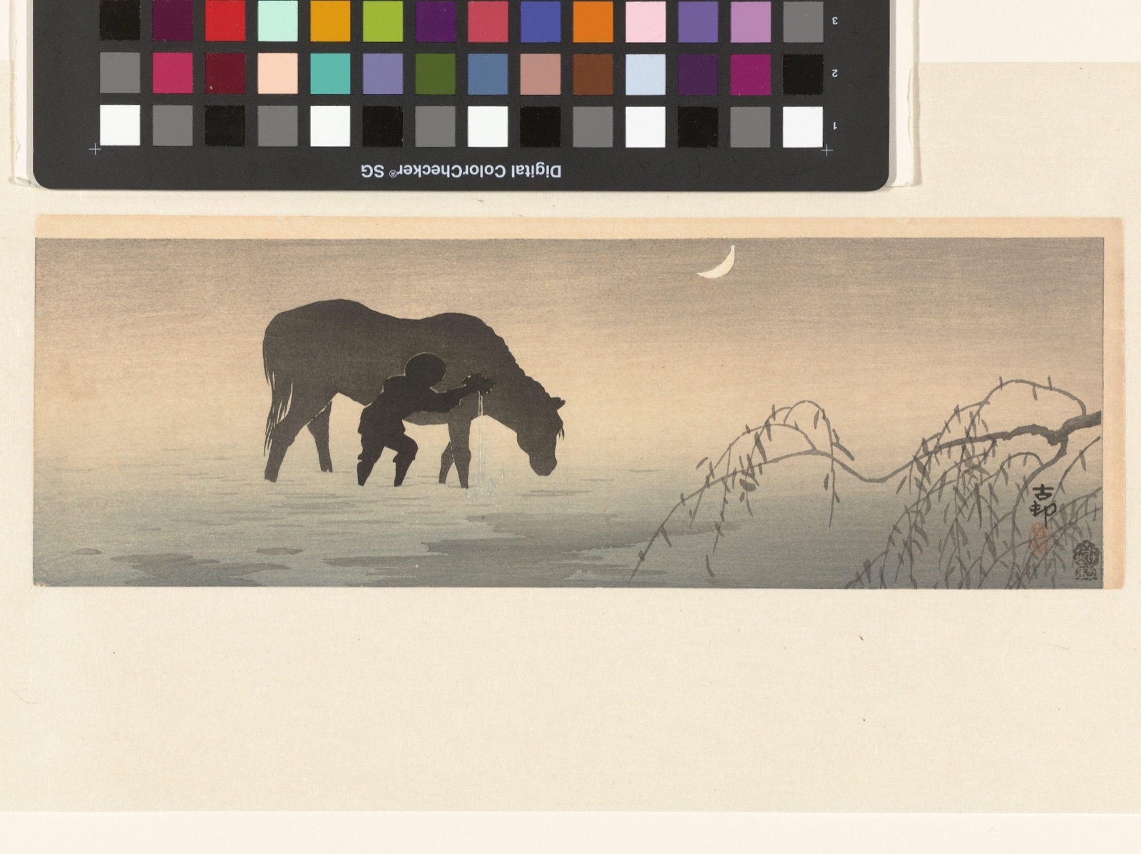 Man en paard — Akiyama Buemon (publisher); Ohara Koson (printmaker)