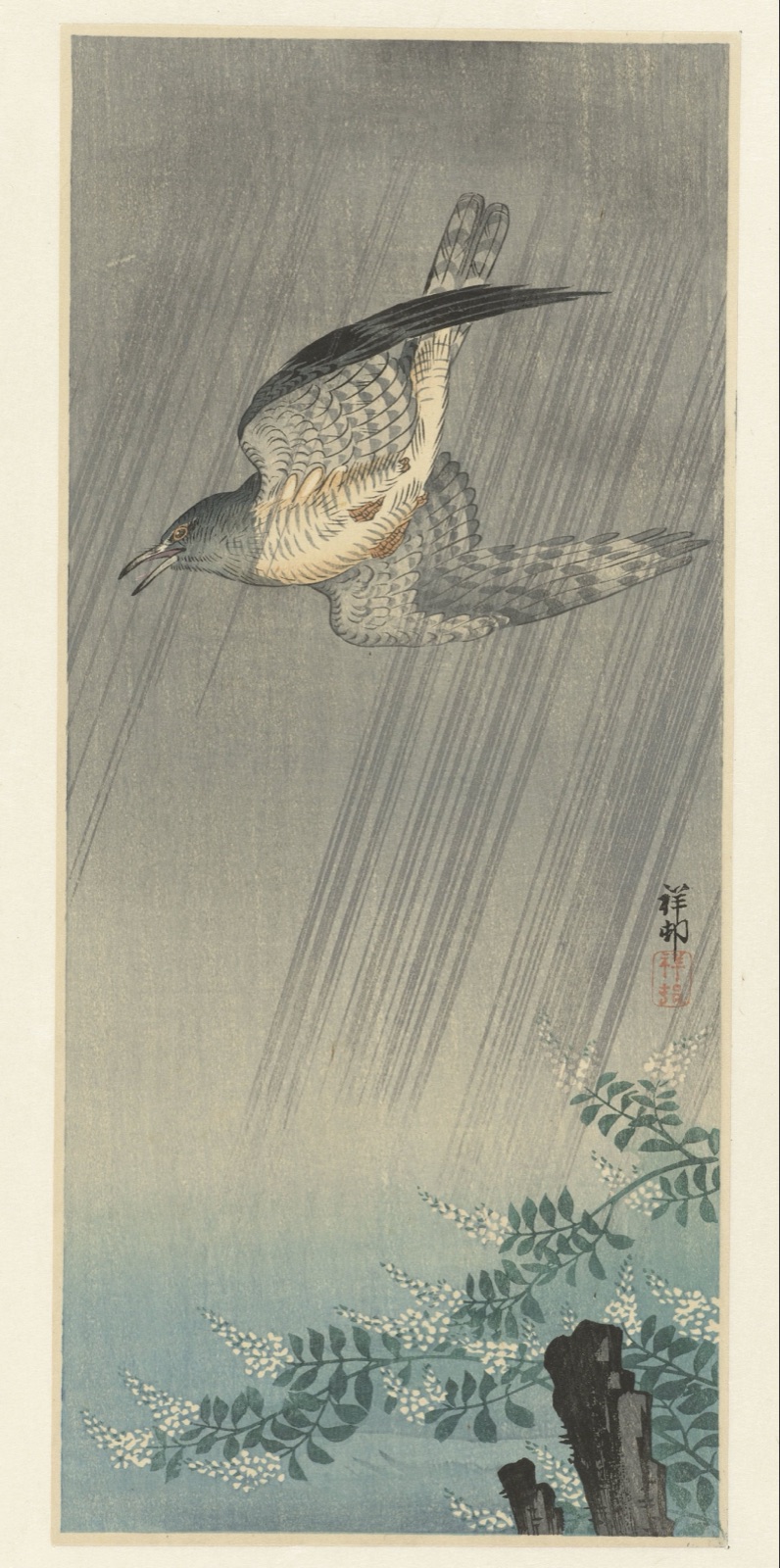 Koekoek in storm — Ohara Koson (printmaker); Watanabe Shōzaburō (publisher)