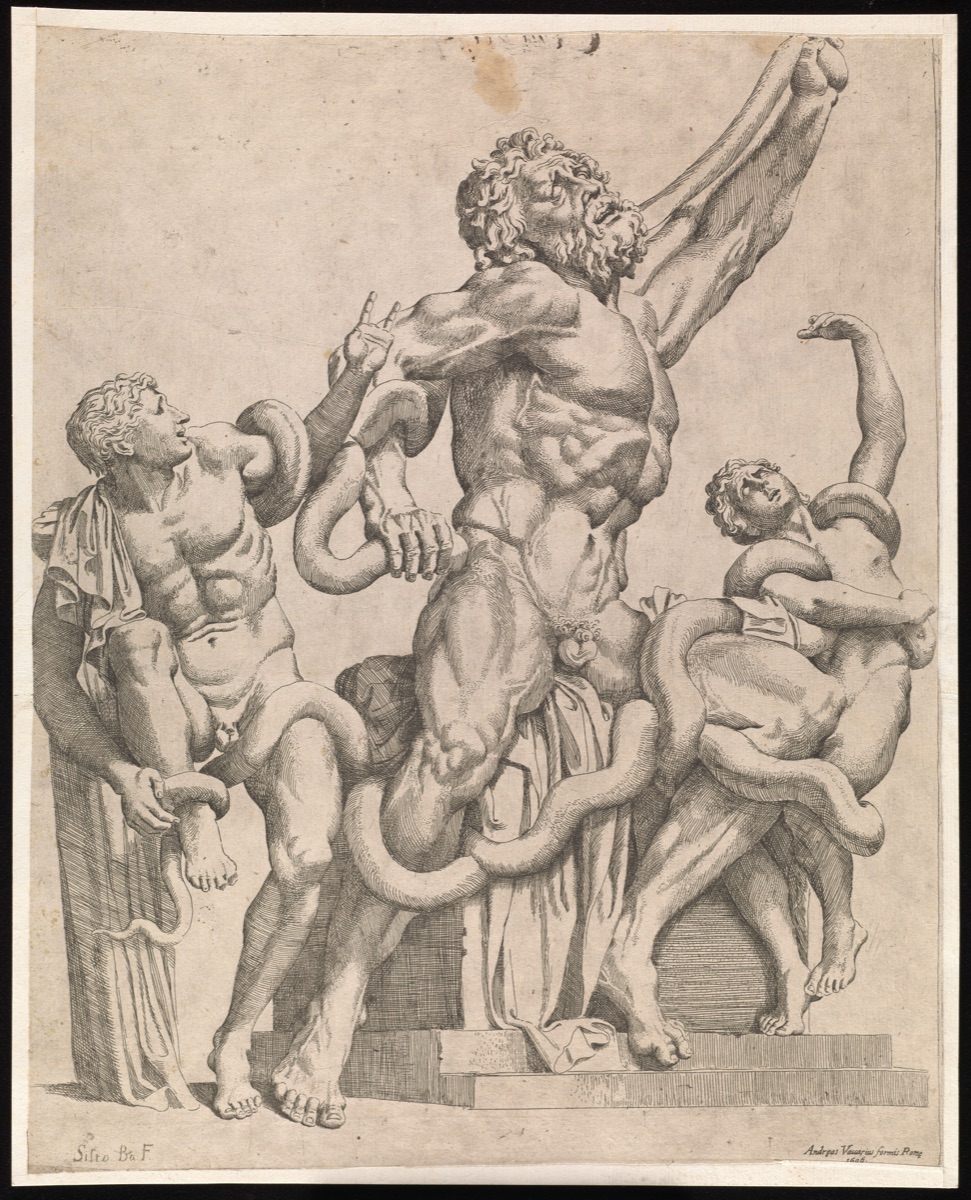 Laocoön. Etching by Sisto Badalocchio, 1606. — Sisto Badalocchio
